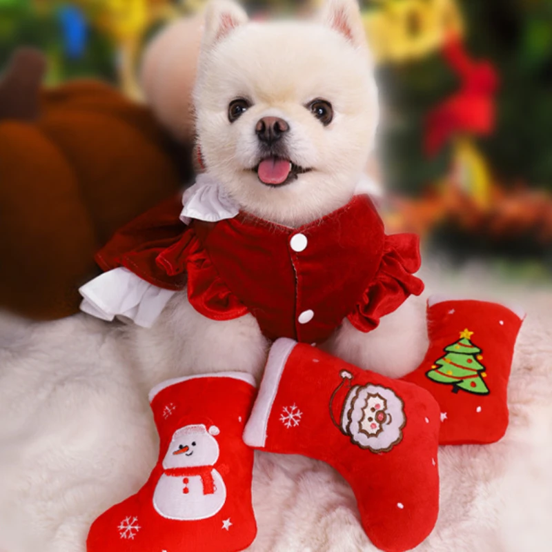 

Christmas Pet Toys Dogs Christmas Stockings Making Sounds Toys Puppy Grinding Teeth and Gnawing Plush Toy Pet Supplies