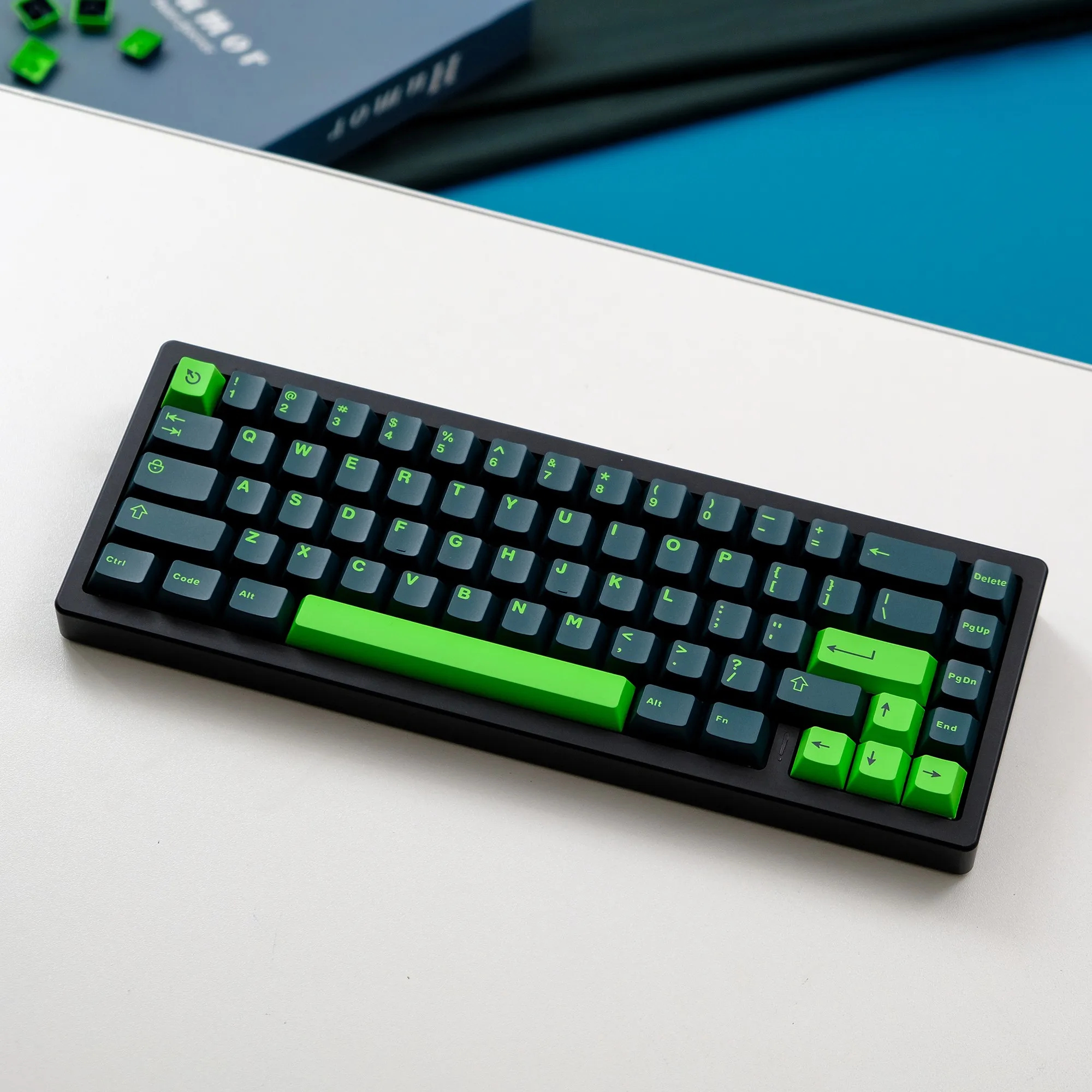 

132 клавиши, чернильно-зеленые колпачки для клавиш из ПБТ, вишневый профиль, двойные колпачки для клавиш для переключателей Cherry MX, механическая игровая клавиатура