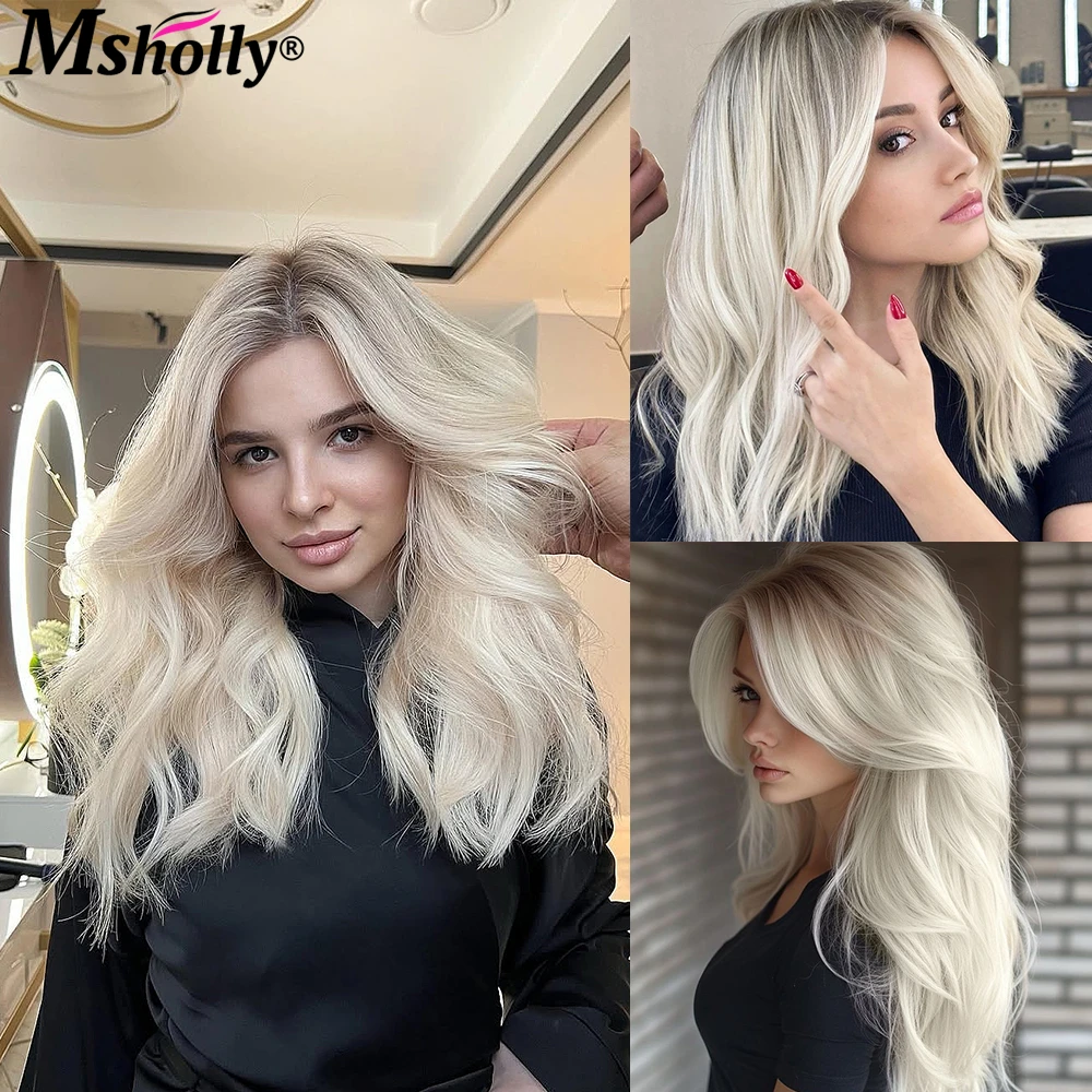 Pre Bleached Pre Plucked Lace Front Wig Human Hair Hightlight Cream Platinum Blonde Body Wave Remy Human Hair Wigs For Women