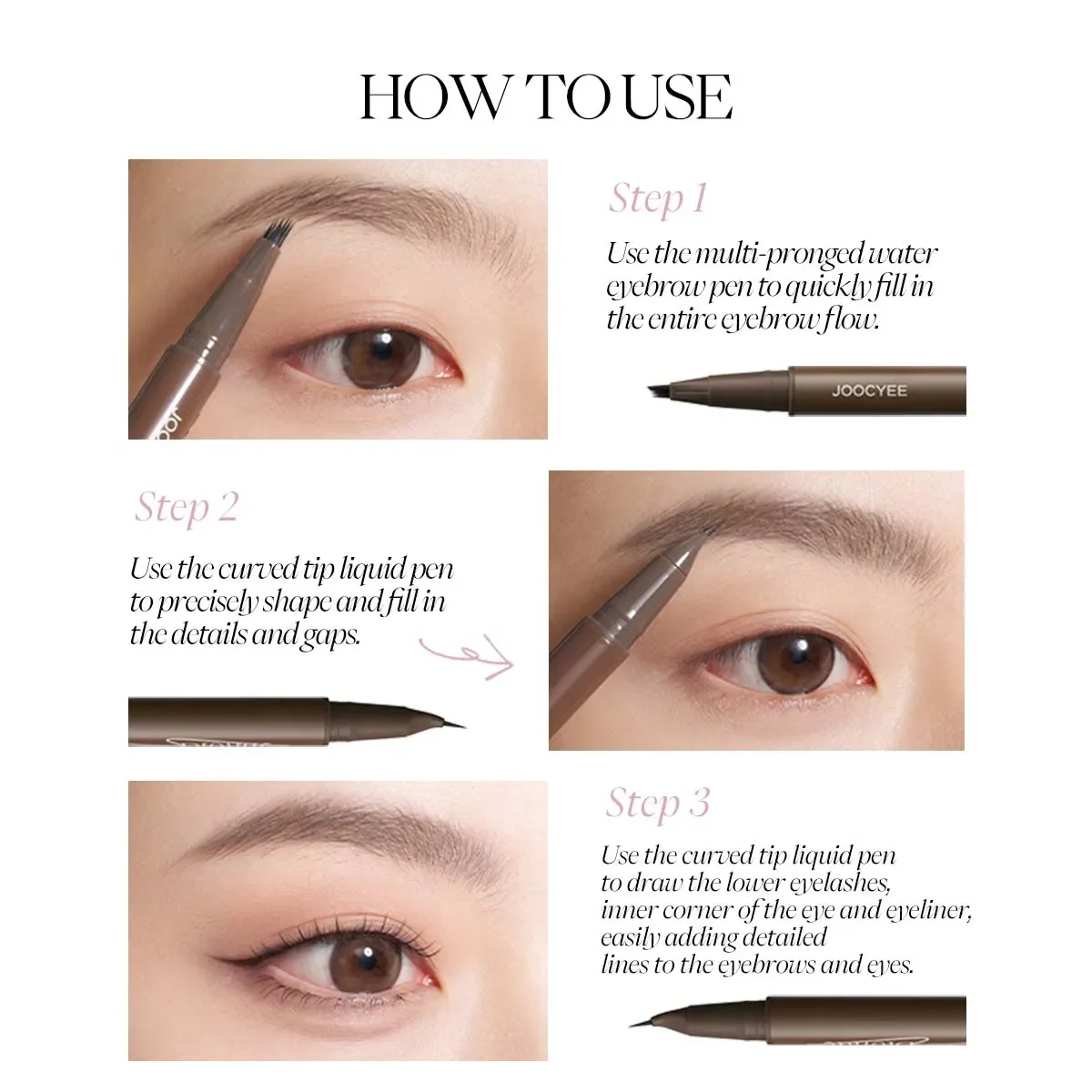 JOOCYEE double-headed water eyebrow pencil water-resistant and not easy to smudge lower eyelashes eyeliner long-lasting