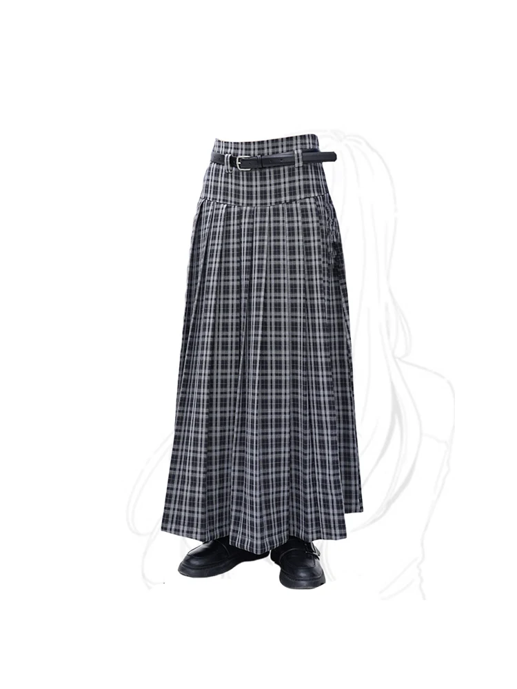 

Women's Plaid Black Gothic Skirt Vintage Y2k Skirt Harajuku Korean Streetwear Fashion Oversize A-line Long Skirt Pippie Clothes