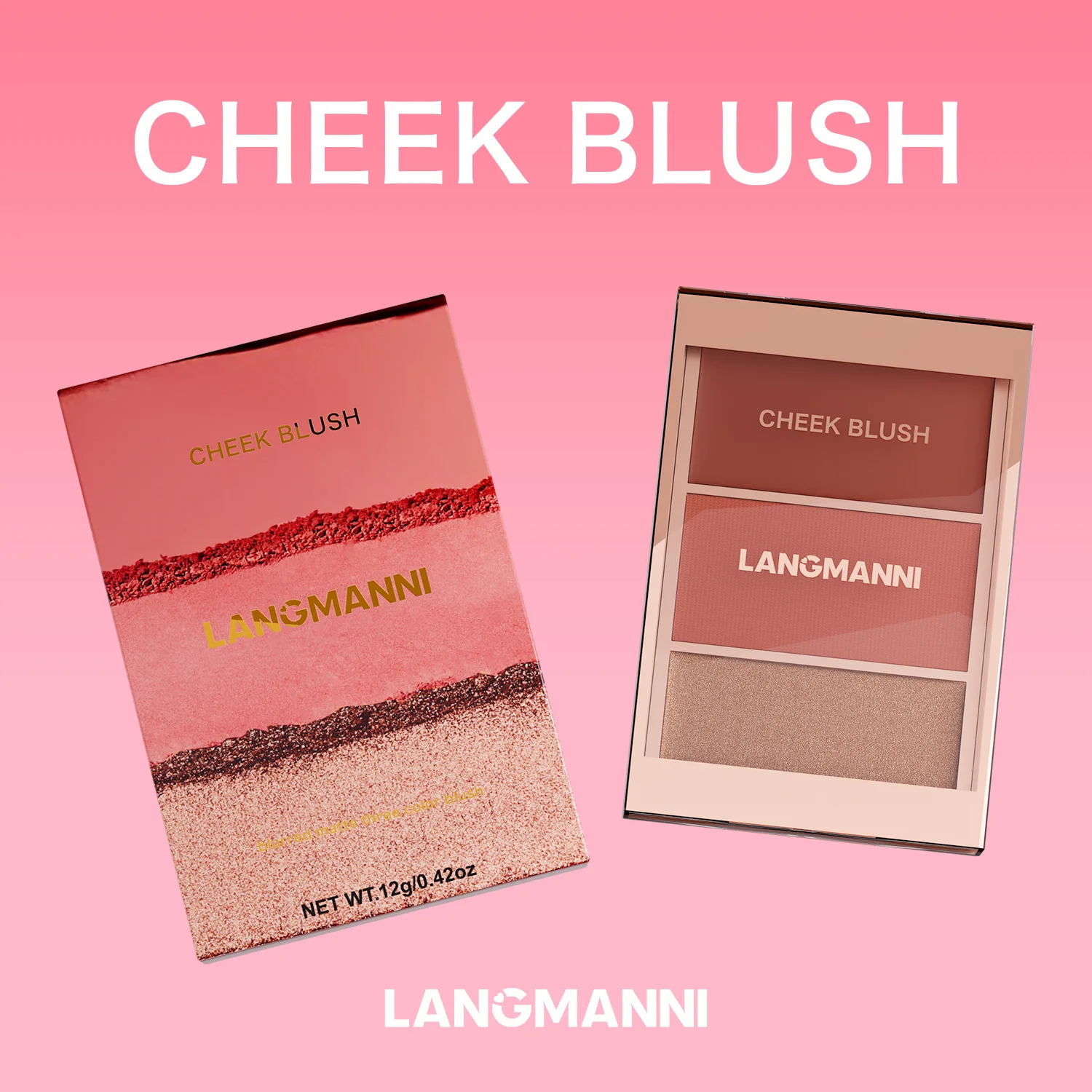 3-in-1 コントゥアリングブラッシュパレット - クリーム＆パウダーブラッシュ、コントゥア＆ハイライト、顔と目のための完全なルックを実現する積み重ね可能なカラー