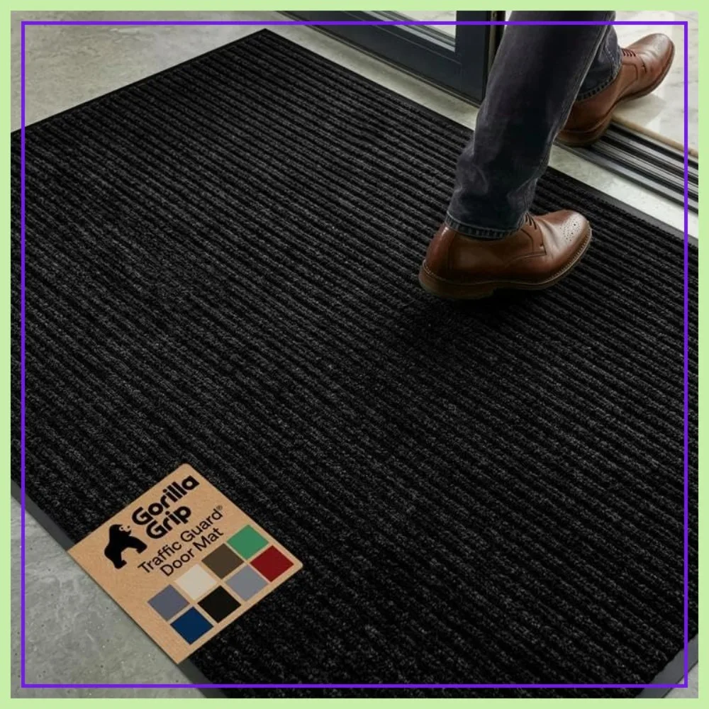 

Heavy Duty Waterproof Door Mat, 72x48 Low Profile Entryway Floor Mat, Strong Rubber Backing Utility Rug for High Traffic, Black