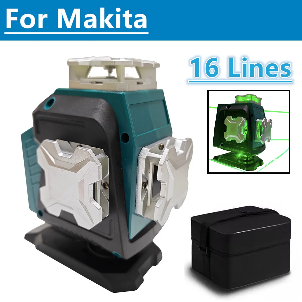 

For Makita 18V Battery Pin 16 Lines 4D Laser Level Self-Leveling 360° Horizontal Vertical Leveling Tools With Bag