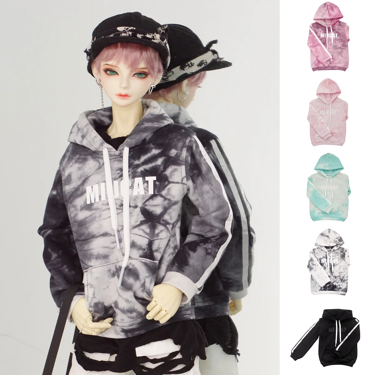 BJD Clothes Doll daily versatile outdoorTop tie dye printed hoodie for 1/3 BJD SD DD SD13 SD17 Uncle Doll Accessories