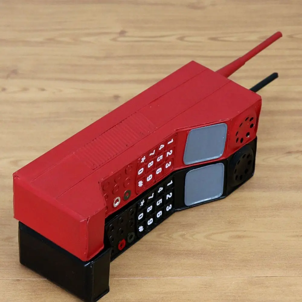 Picture 6: Simulation Vintage Telephone Model Cellular Phone Iron Material Retro Phone Prop Old Fashioned Hand Phone