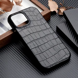 Luxury Crocodile Grain Leather Phone Case For iPhone 13 14 11 12 Pro Max XR X XS Suede Lining Hard PC Shockproof Shell Case