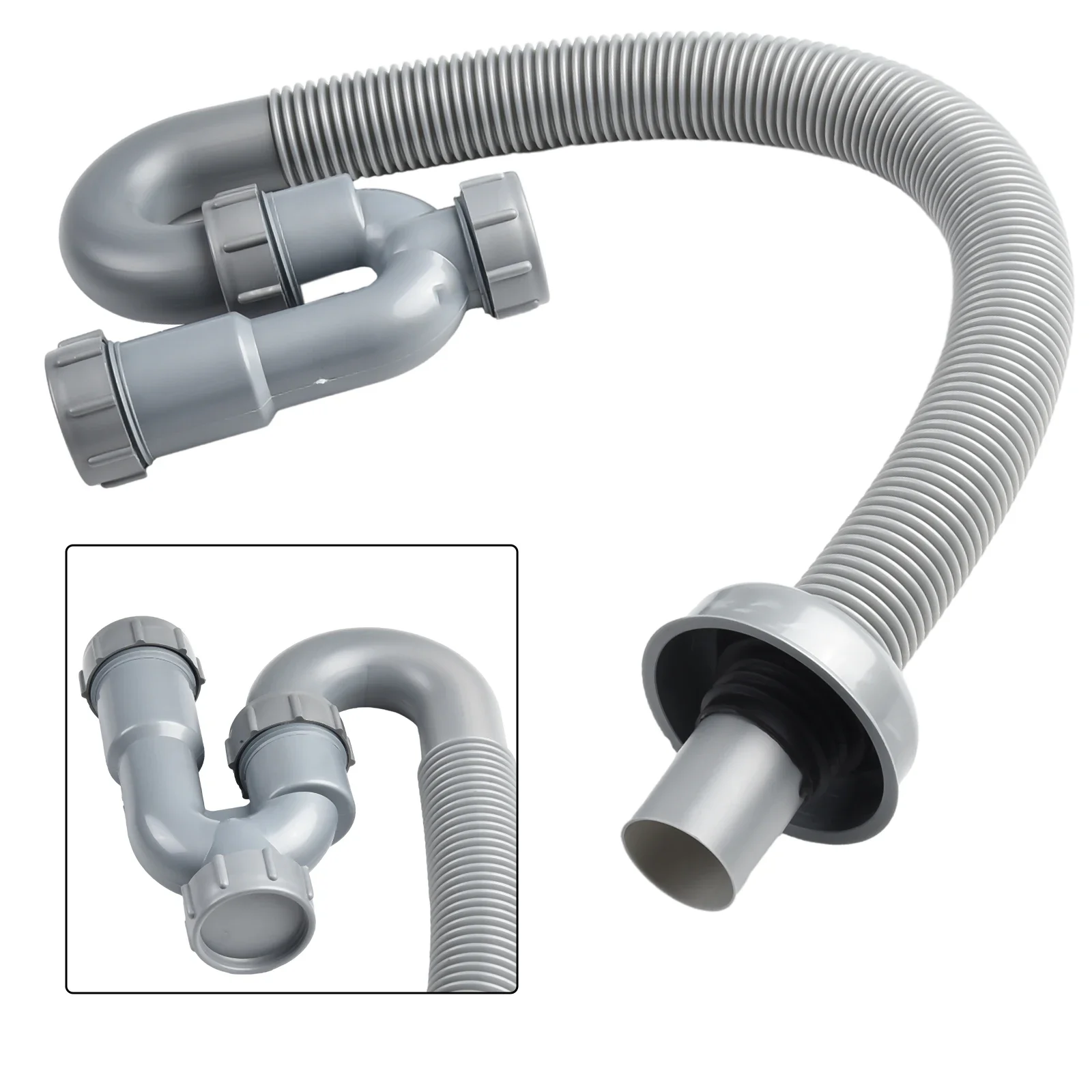 Convenient Ushaped Drain Pipe For Washbasin Sink Made Of Soft Material Arbitrary Bending Easy Installation Gray