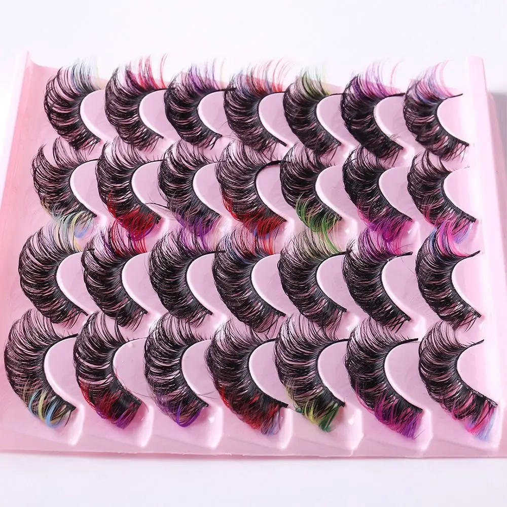 Fofo russo Strip Eye Lashes, Cílios de cor natural, Cílios Vison Falso, Cílios coloridos