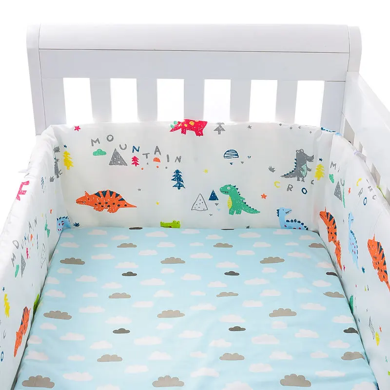 Keliling tempat tidur tas lembut bayi satu potong yang sederhana, keliling tempat tidur katun bayi baru lahir, bemper tabrakan bayi yang dapat dilepas dan dicuci
