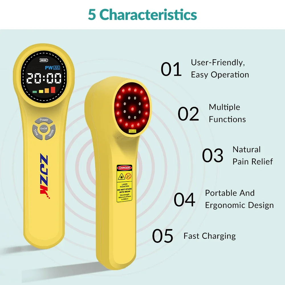 ZJZK-LLLT Handheld Laser para Cães, Cat Horses Terapia, 980nm, 810nm, 660nm Nível Laser, Arthritis Gout Laser, Wound Healing, Novo