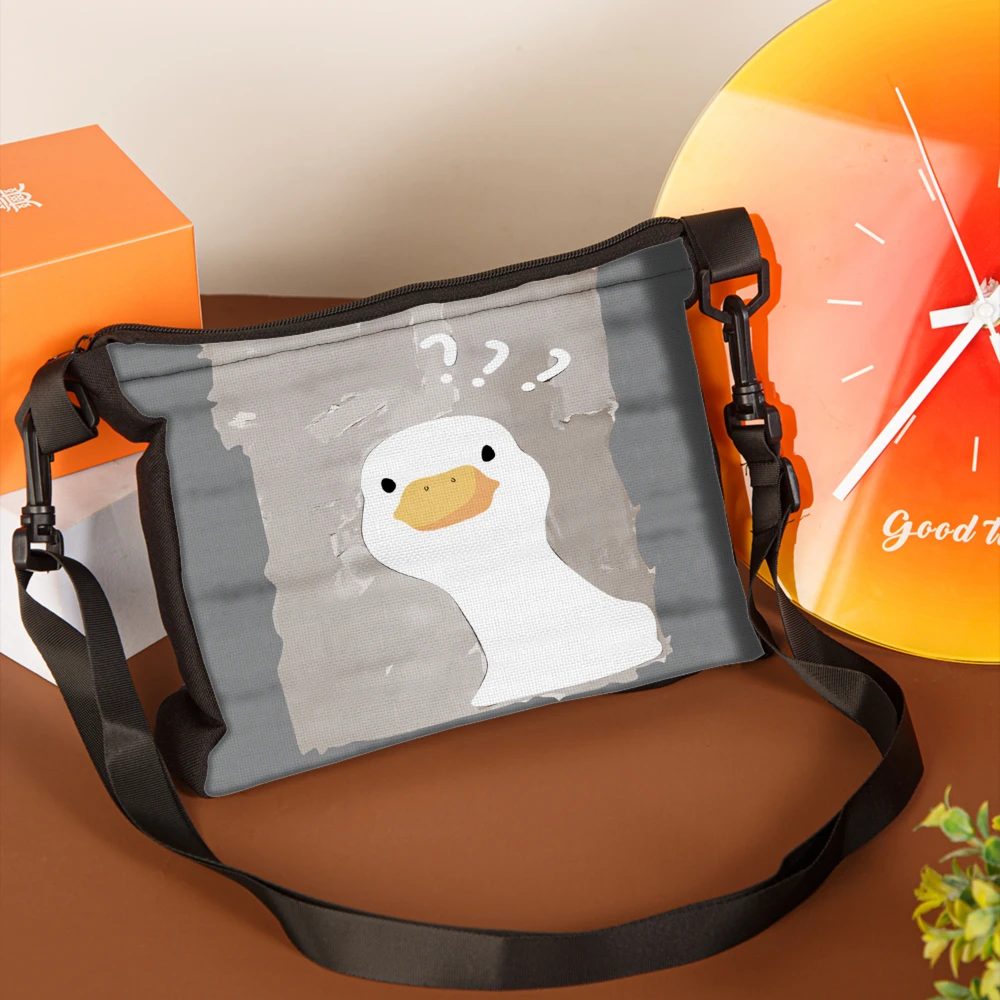 1pc Duck Print Crossbody Bag Gray With Question Mark Pattern Shoulder Bags For Women And Girls Casual Daily Use Travel School Wo