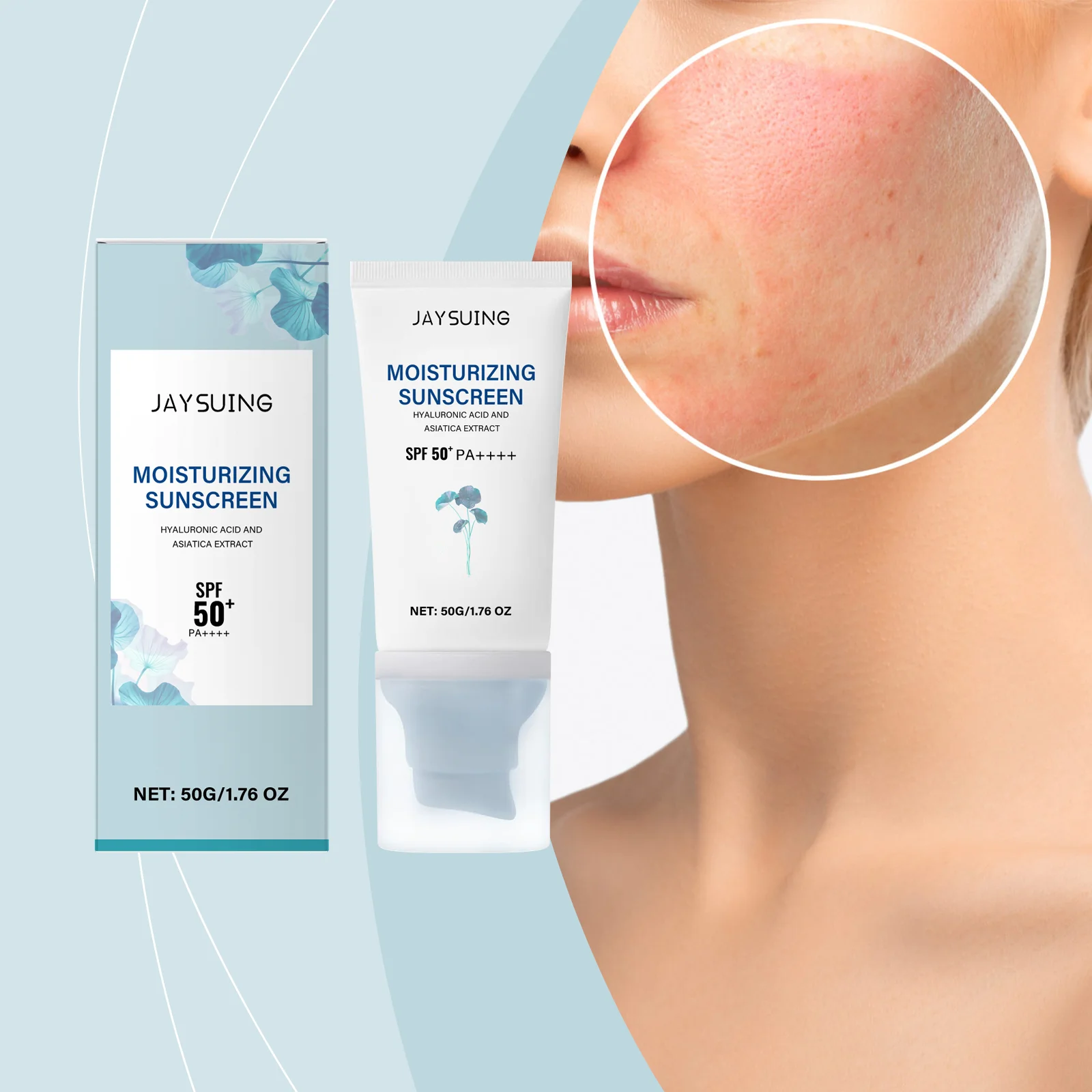 

Centella Asiatica Sunscreen Anti UV Reduce Sunburn Redness Nourish Brighten Skin Refreshing Breathable Summer Protective Cream