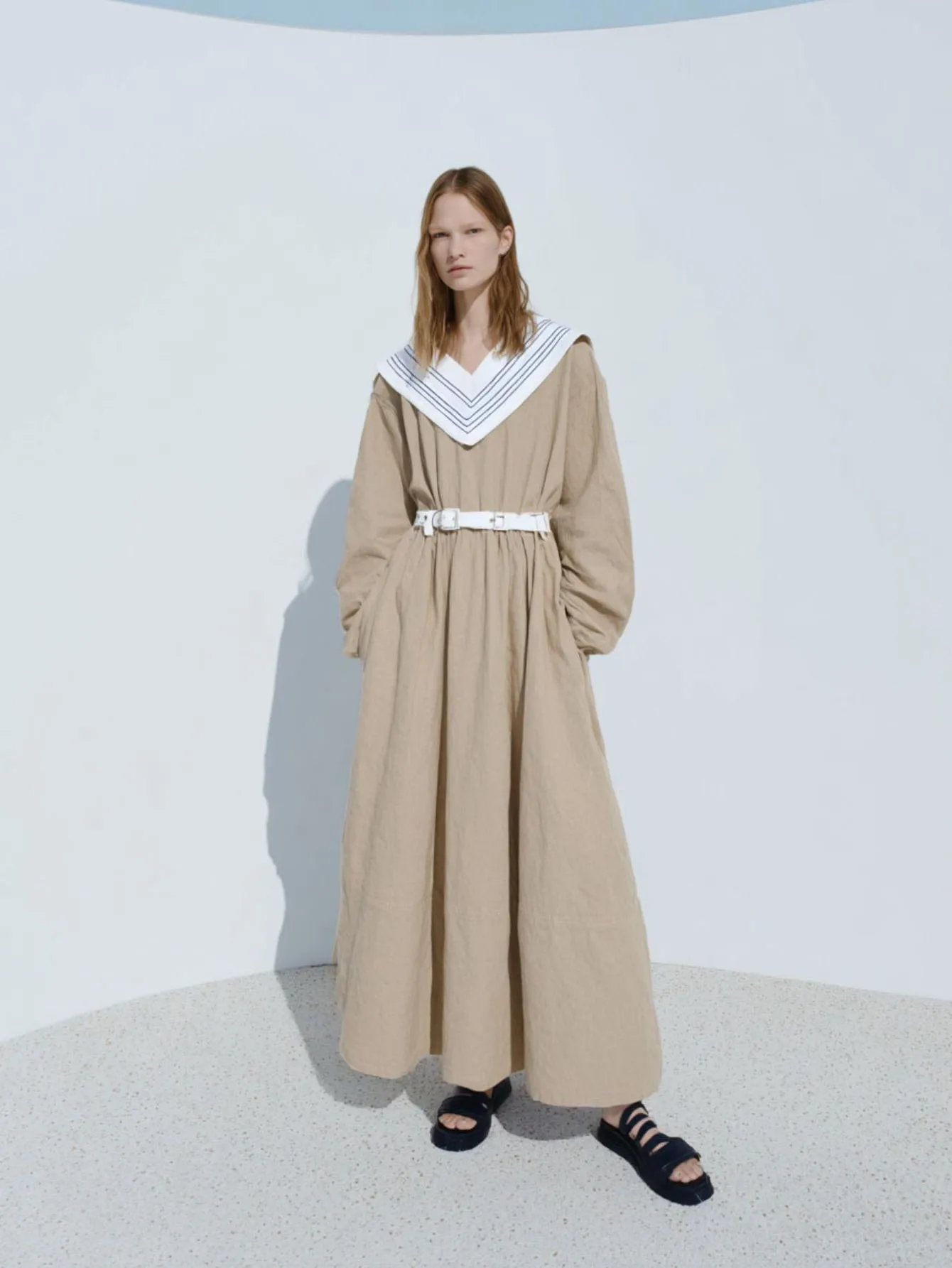 فستان نسائي طويل كاجوال بخطوط فرنسية وأكمام واسعة ورقبة على شكل حرف V على شكل حرف a ملابس يومية فستان بوتيك للصيف والخريف #1