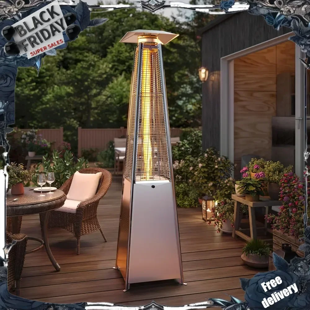 

Pyramid Patio Heaters for Outdoor Use, 48,000 BTU Outdoor Propane Heaters for Patio with Cover & Wheels, 87" Tall Quartz