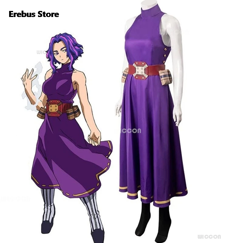 My foreCosplay Academia Anime Cosplay Costume pour femme, Kaina Tsutsumi Lady, perruque de fourmi stationnaire, olympiques adultes, robe violette pour fête d'Halloween