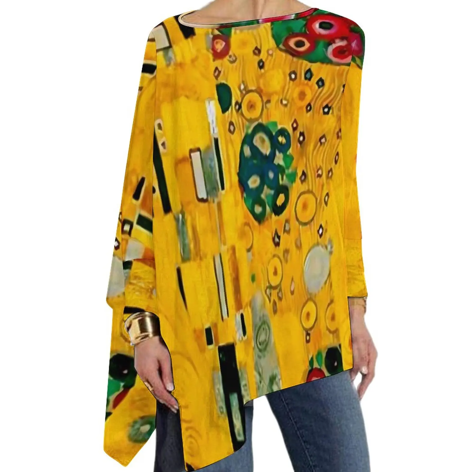 Gustav Klimt T-Shirt Golden Tears Print Trendy Long Sleeve T Shirts Women Street Wear Tee Shirt Oversized Graphic Tees