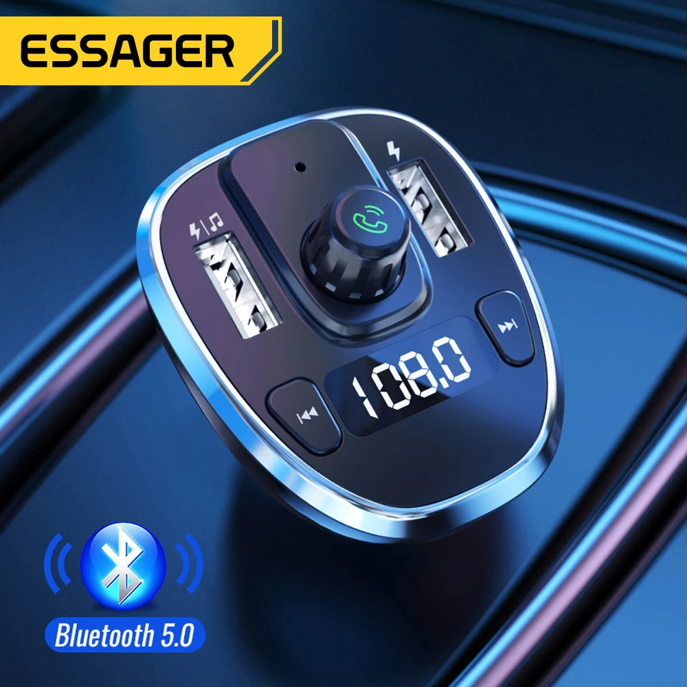 Essager Car Charger FM Transmitter Bluetooth Car Audio MP3 Player TF Card Car Kit Dual USB Car Phone Charger For iPhone Xiaomi