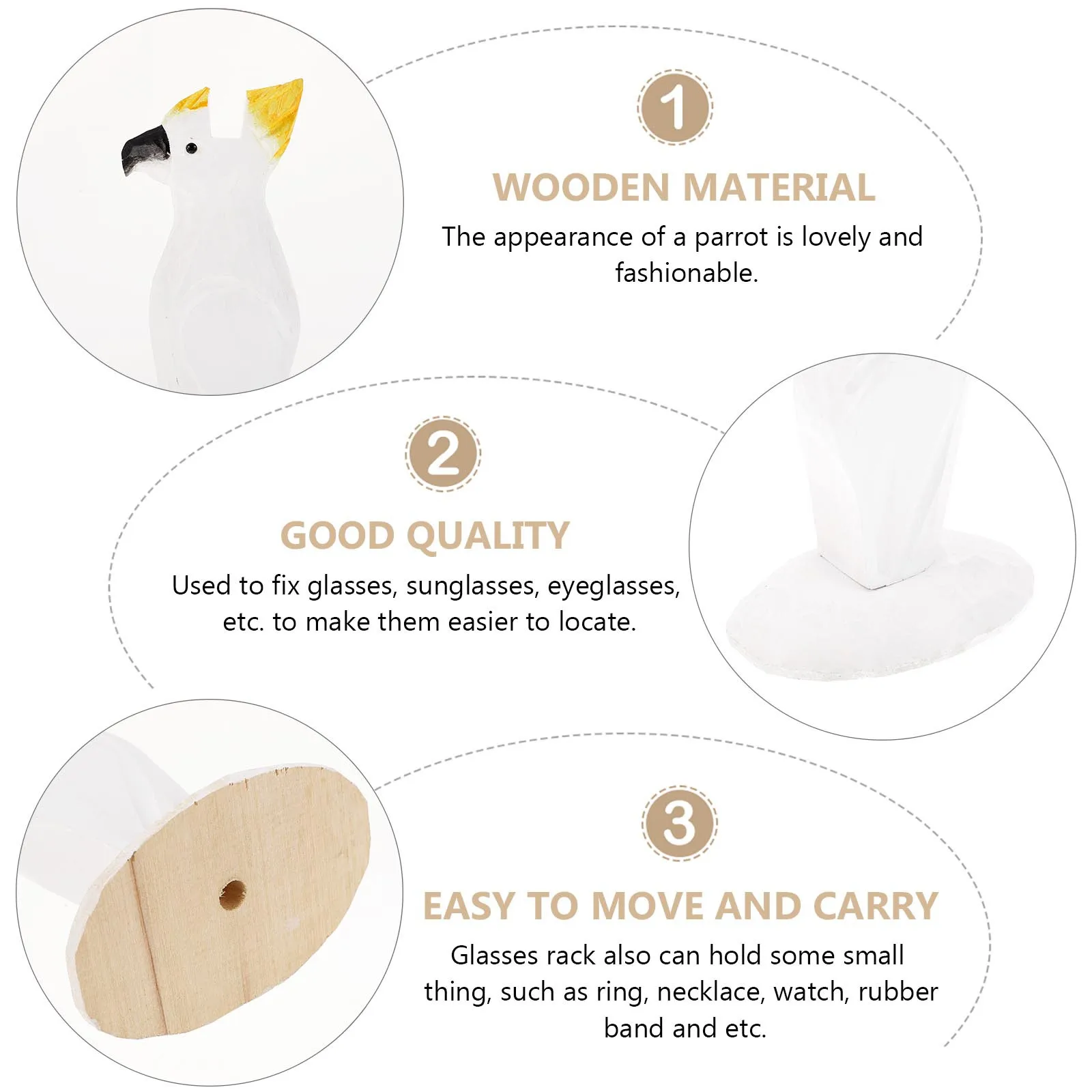 

1Pcs Wooden Glasses Frame Lovely Parrot-Shaped Spectacle Holder Stand for Nightstand Desk Jewelry Display Use Glasses Rack