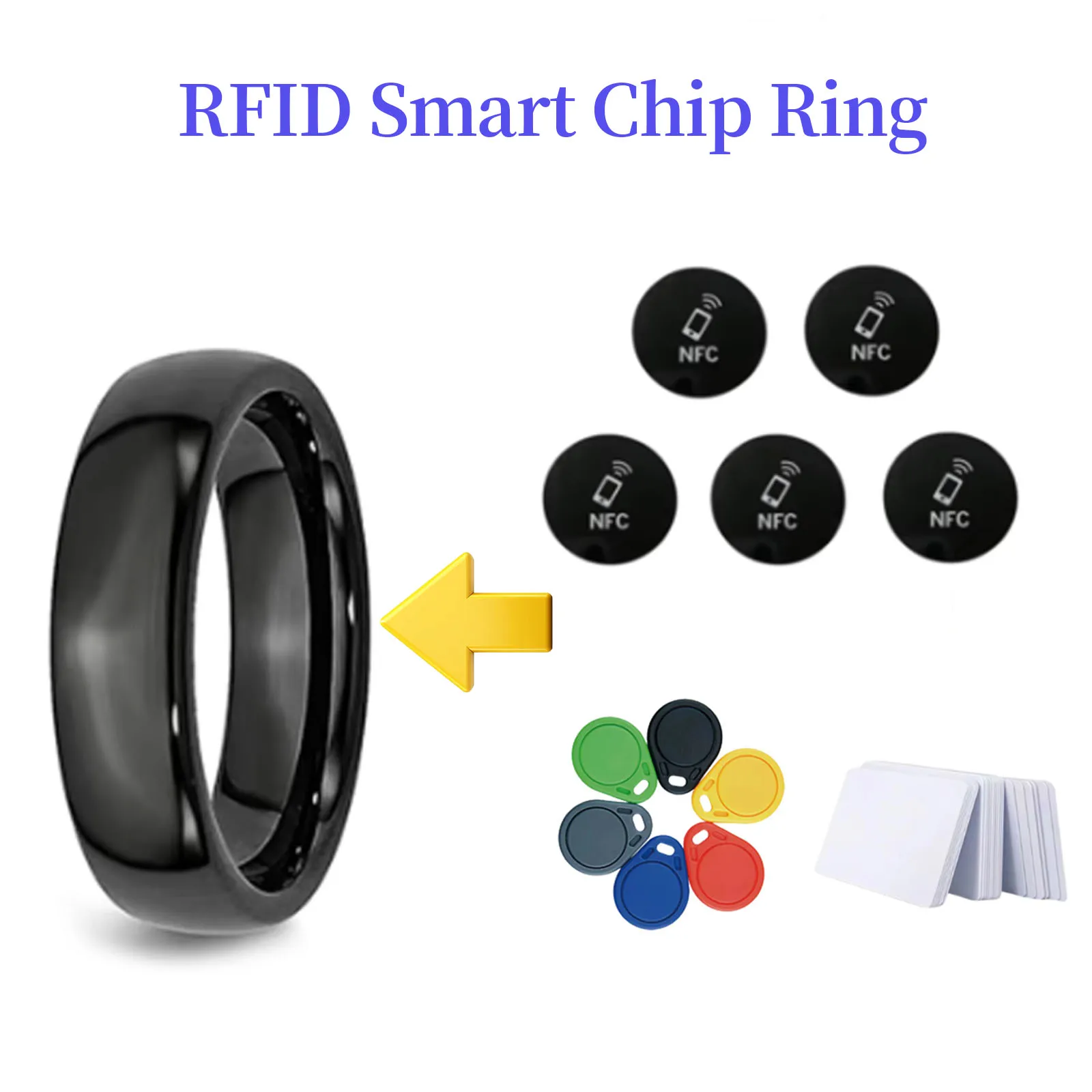RFID Waterproof Smart Dual-chip Anti-magnetic Ring T5577 ID IC Tag Nfc Rewritable Key Em4305 CUID Replaceable Label Copier Badge