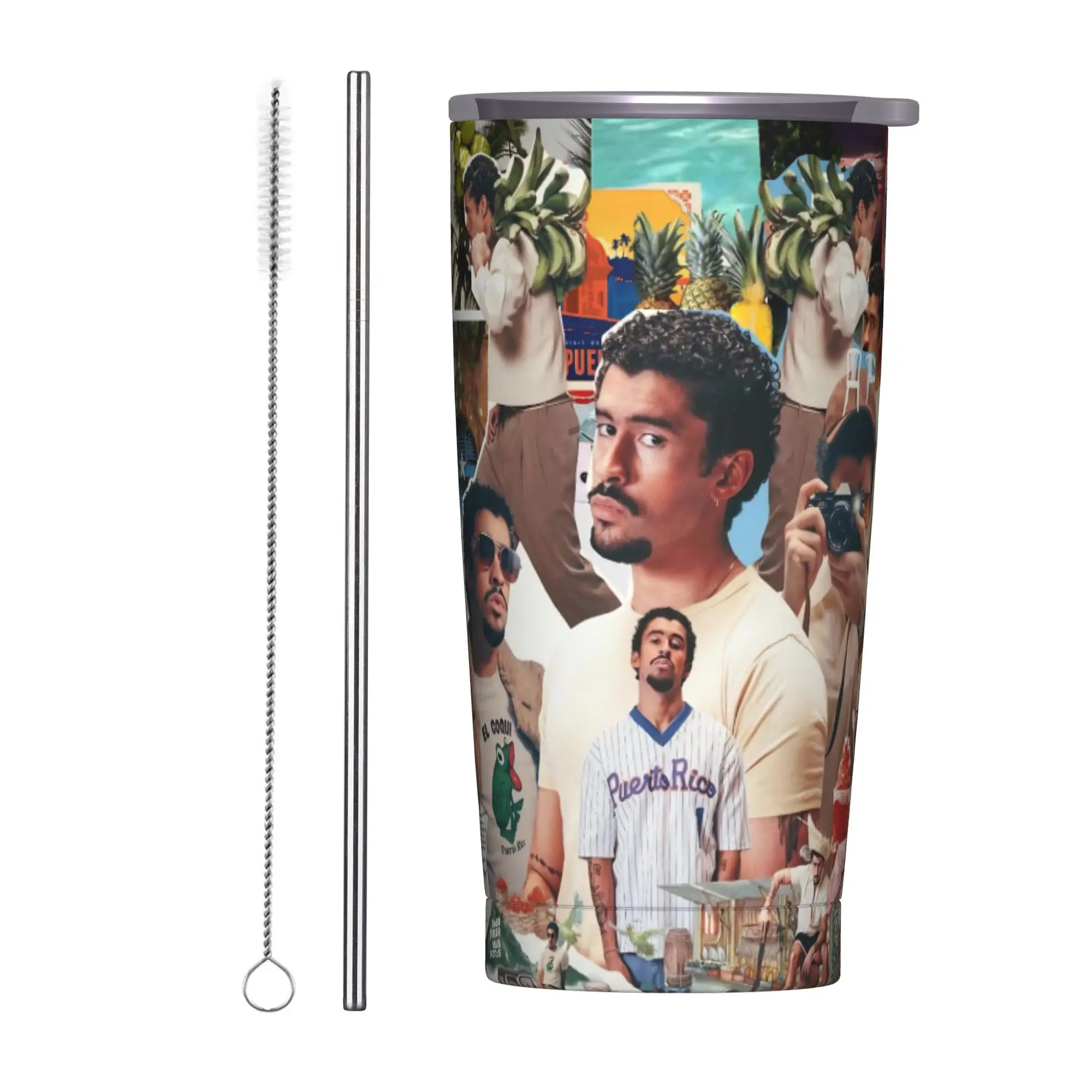 Bad Bunny DTMF Tour 2026 Tumbler Vacuum Insulated  Coffee Cups Stainless Steel School Mugs Spill Proof 20oz