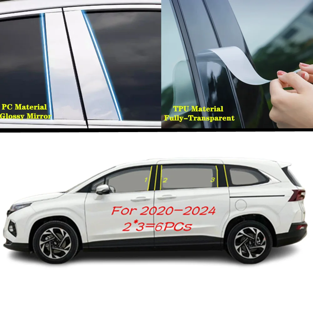 

For Hyundai Custo 2020 2021 2022 2023-2024 Car TPU/Glossy Mirror Post Cover Door Trim Window Molding Sticker Accessories
