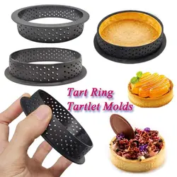 Tart Ring Tartlet Molds French Dessert Mousse Cake Mould Cake Baking Cake Decor Perforated Round Mold Ring Kitchen Baking Tools