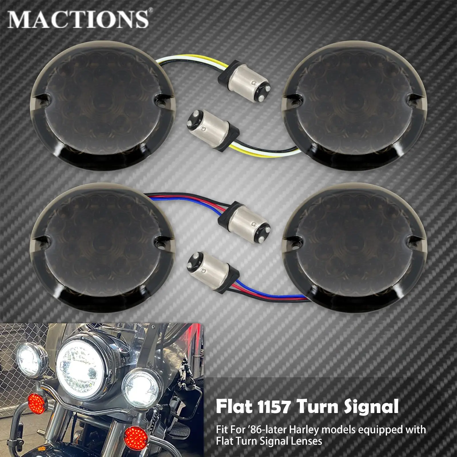 Motorcycle 3-1/4 Inch LED Turn Signal Kit Flat 1157 Double Base Front Running Indicator Light Lamp For Harley Touring Softail FL