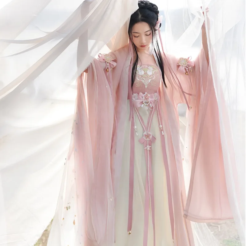 

Женское платье Hanfu в китайском стиле с вышивкой в виде цветов