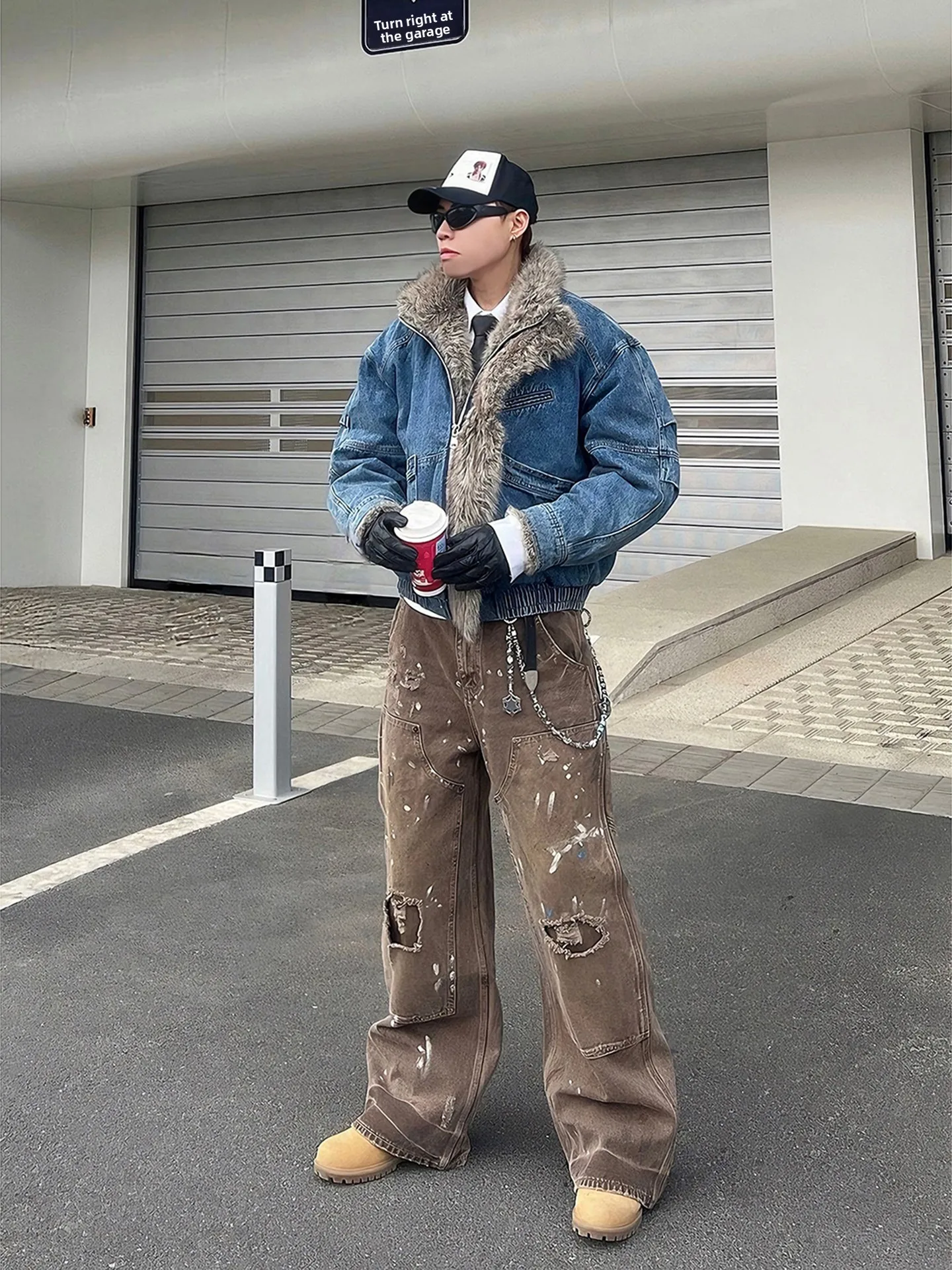 

Blue Denim Collar Cotton Jaet Men's Winter Warm Thiened ort Sle Cleanfit Casual Faion Outerwear Youth ular