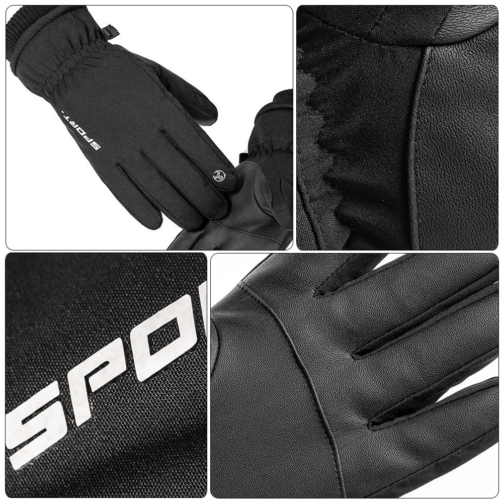 

1Pair Thermal Winter Gloves Extended Cuff Elastic Closure Windproof Warm Full Finger Touch Screen for Mountain Bike Camping