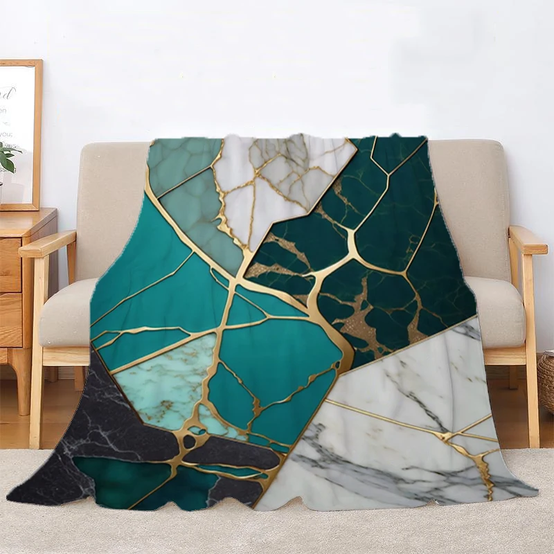 Abstract Botanic Kintsugi Decorative Sofa Blanket for Living Room Bedspread on the Bed Fluffy Soft Blankets Bedroom Decoration