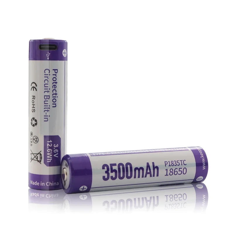Keeppower P1835TC 18650 Battery 3.7V 3500mAh Type-C Rechargeable Li-ion Cell for Flashlight Power Bank