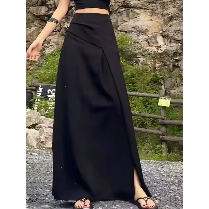 Long Commuter Skirt Split-ended Long Skirt Fashion Temperament High Waist Skirt