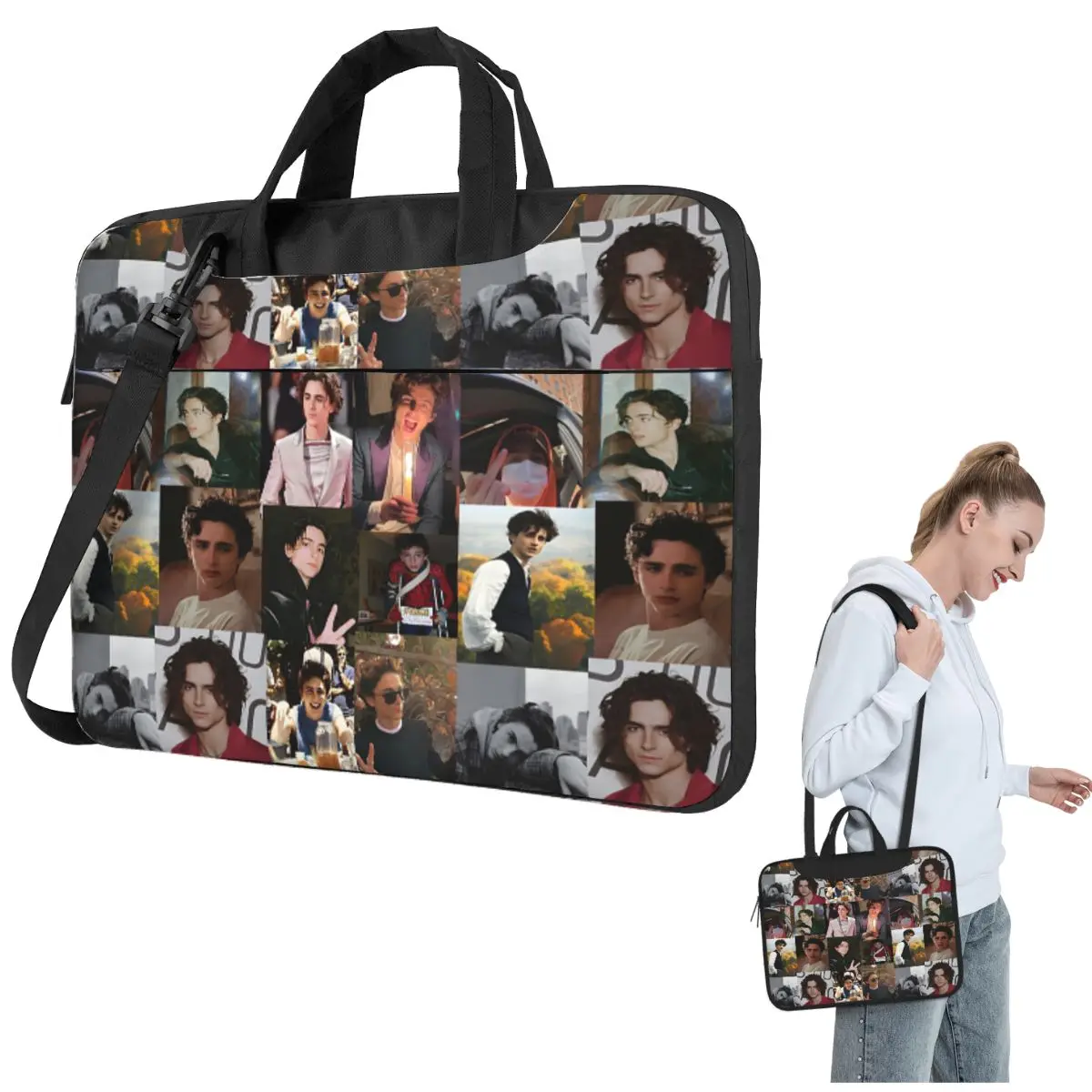

Timothee Chalamet Collage (2) Crossbody Laptop Bag Case Computer Bag 13 14 15.6 Inch Notebook Pouch for Lenovo