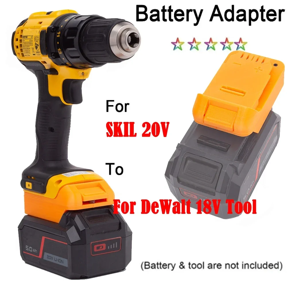 

Battery Convert Adapter for SKIL 20V Lithium Battery to for DeWalt 18V Power Drill Tools (Not include tools and battery)