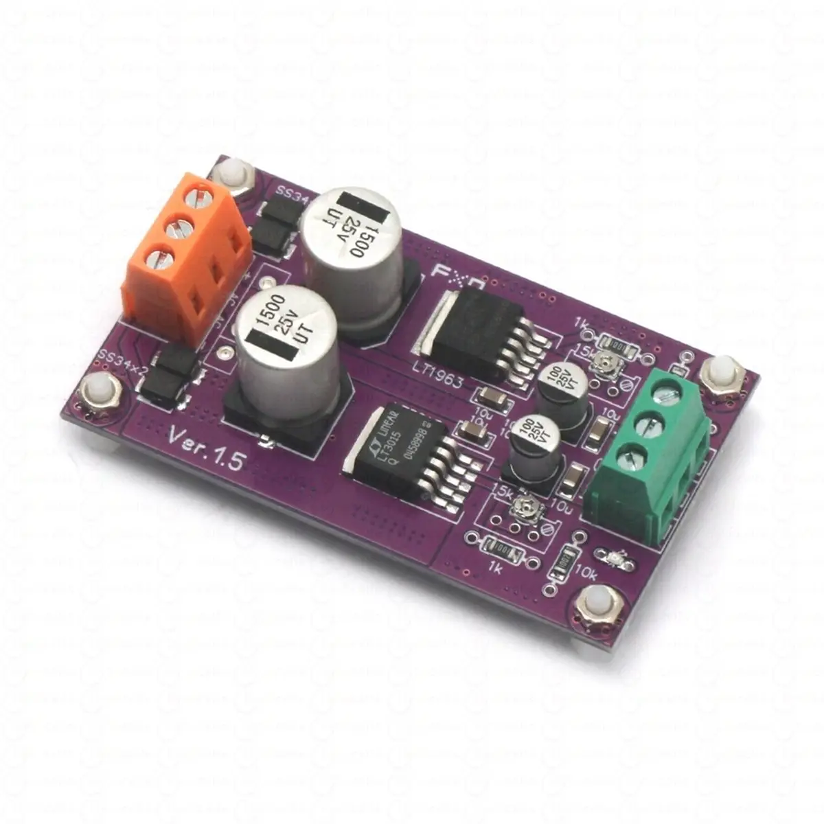 -[T105C Digital]Dual Output Low-Noise Power Supply LT1963A LT3015 1.5A 12V Adjustable Regulator for Hi-Fi Audio /Preamp