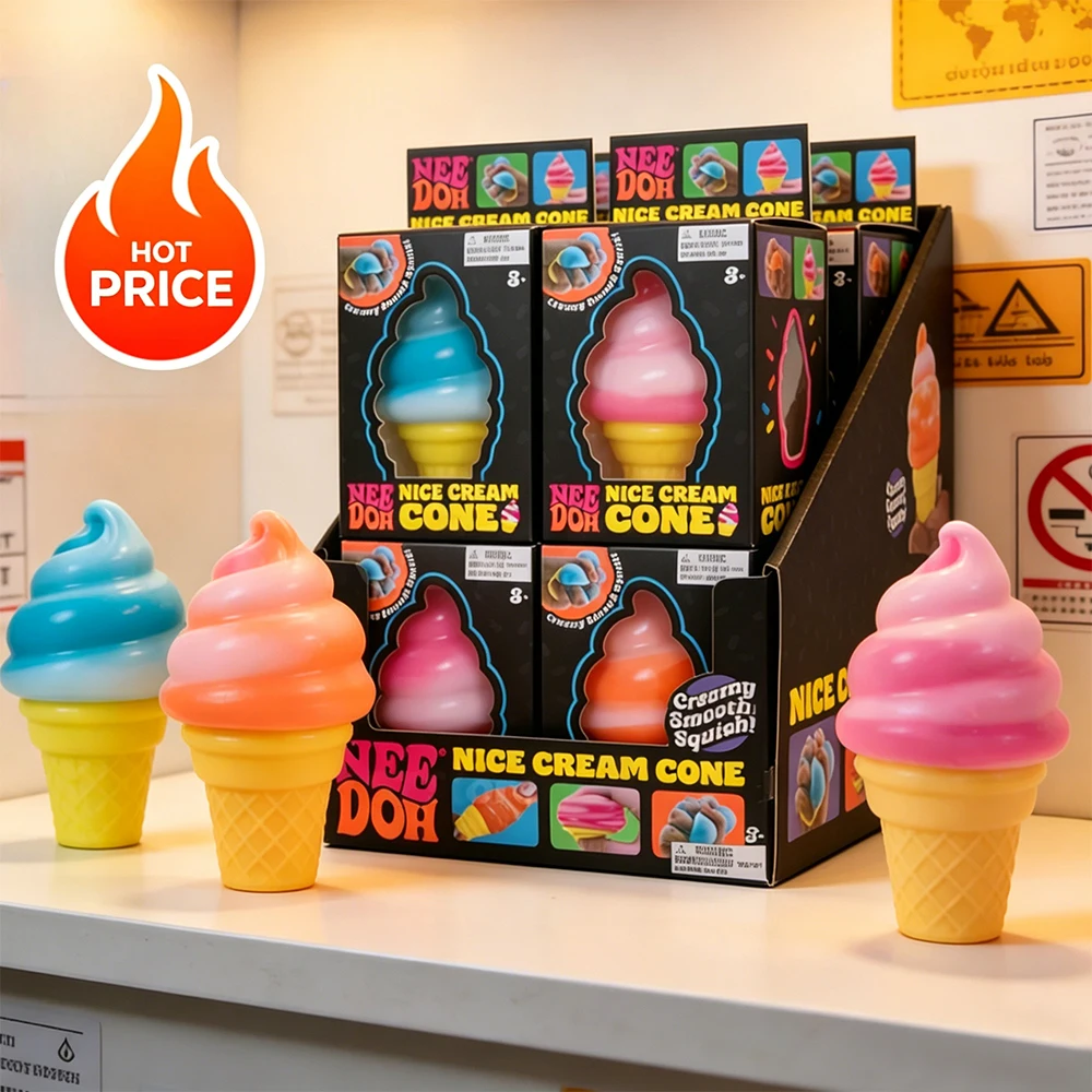 Neonho de Descompresión con Forma de Helado, Cono de Helado Sorpresa, Antiestrés, Regalos para Fiestas, Adornos