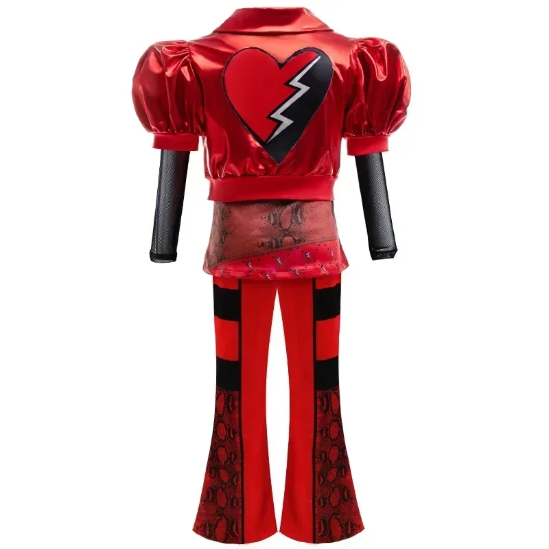 New 2025 Movie Descendants: The Rise of Red Cosplay Costume Kids Girl Red Coat Top Pants Set Uniform Halloween Clothes Outfit