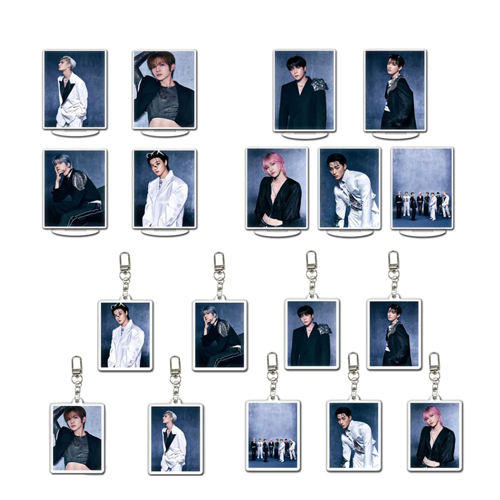 2Pcs/Set ATEEZ GOLDEN HOUR: Part.2 Album Keyring Standee Seonghwa Yunho Mingi Jongho Fashion Model Keychain Fans Decorative Gift