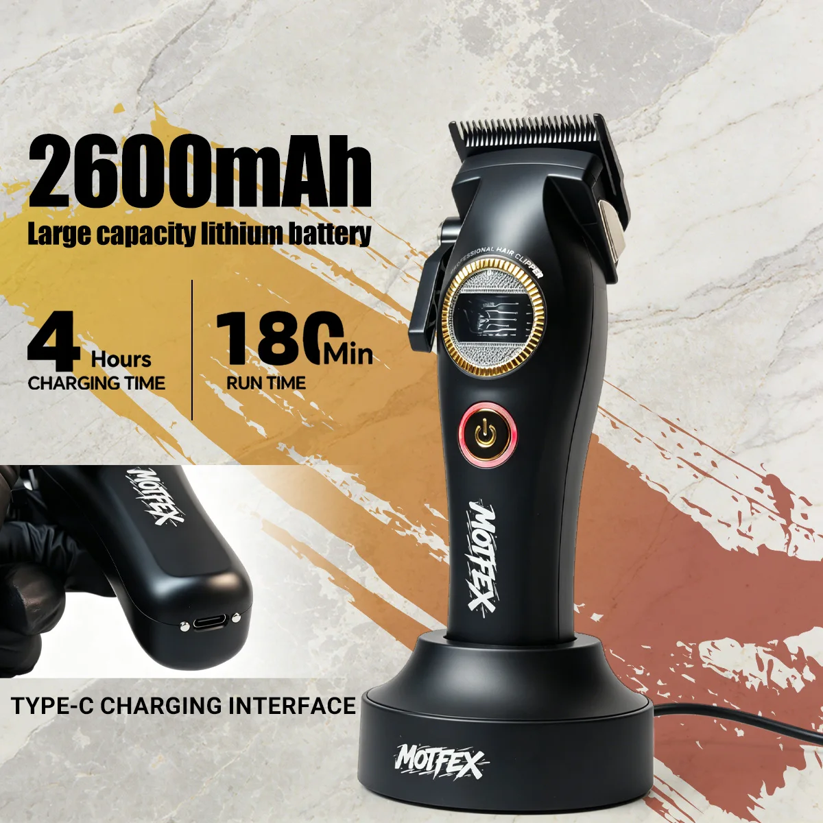 MotFex M1C&T Professional Outer Rotor Brushless Motor 7200RPM Hair Clipper Men's Trimmer Barber Haircut Machine view 4
