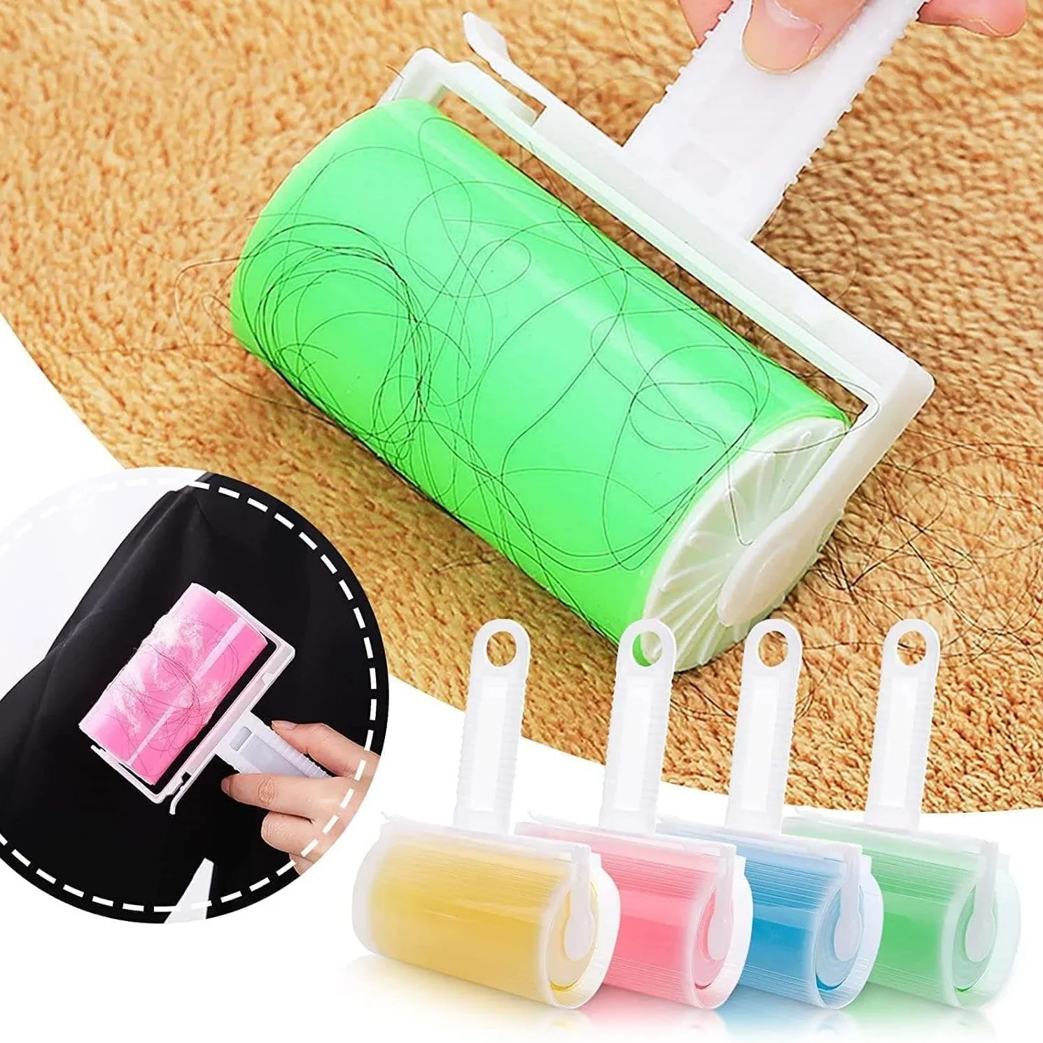 1 PC Washable Clothes Hair Sticky Roller Reusable Pet Hair Remover Portable Home Clean Sticky Roller Carpet Sofa Dust Collector