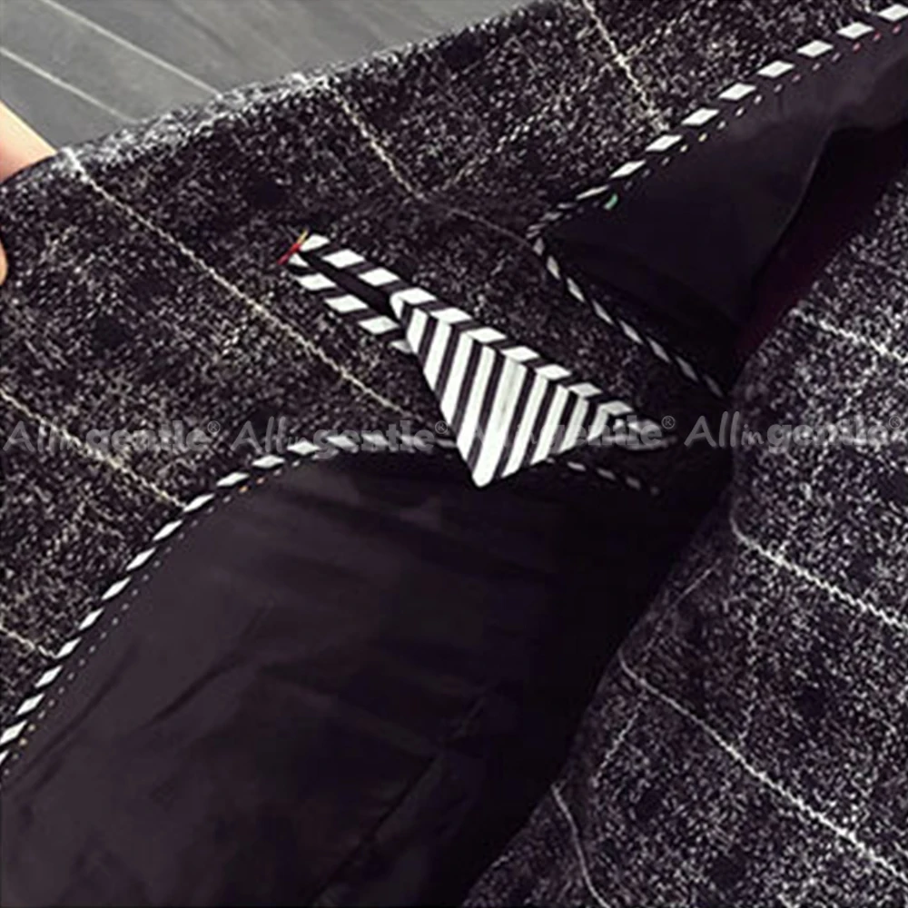 Mens 3 Piece Suit Slim Fit Plaid Long Sleeve Elegant Business Casual Single Button Formal Wedding Office Party Outfit Customized