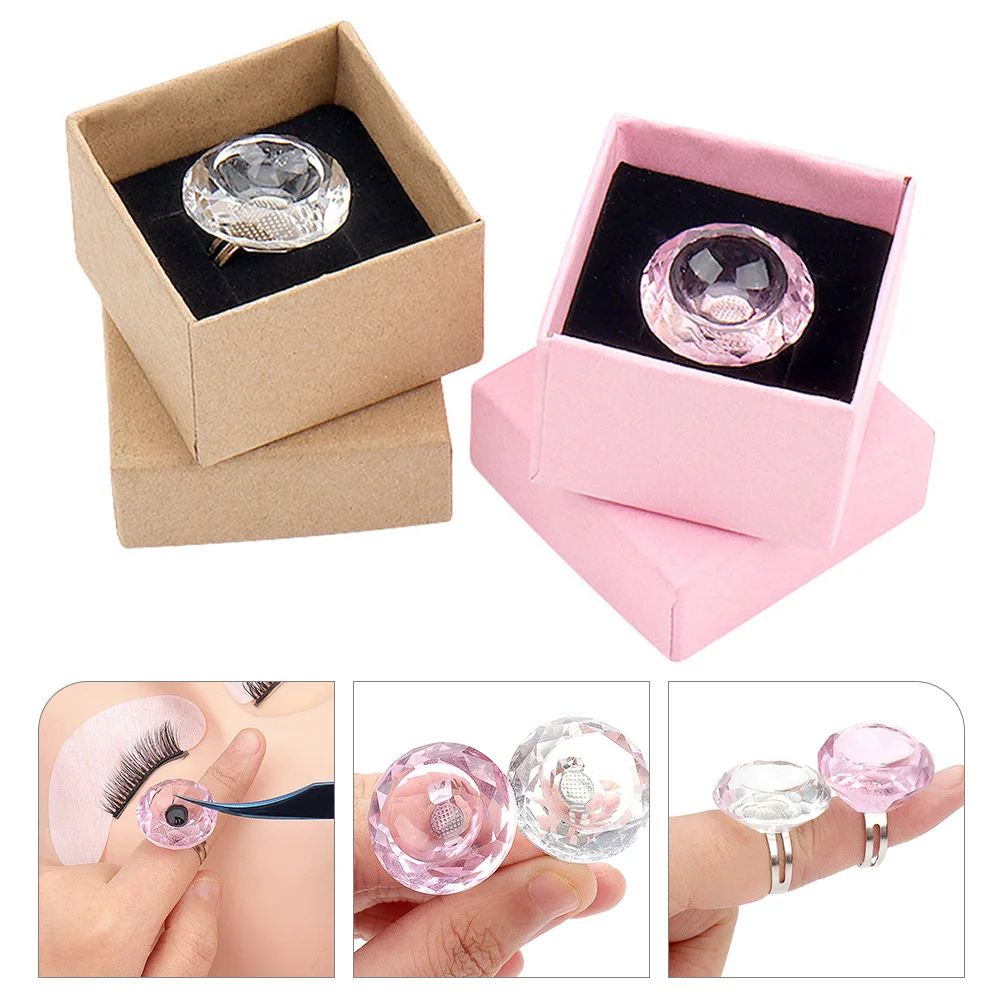 

2 шт. хрустальные кольца-держатели для пигментов и клея для наращивания ресниц, многоразовые, профессиональные, для хранения чернил и клея