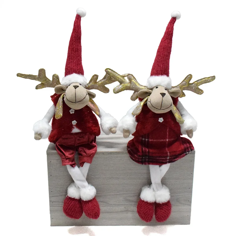 

Christmas decorations cute elk ornaments handmade fabrics Christmas gifts sitting elk doll