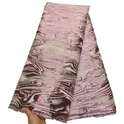 African Brocade Lace Fabric Gold French Embossed Organza Jacquard Fabric for Sewing Clothes Women Prom Dress 5yards