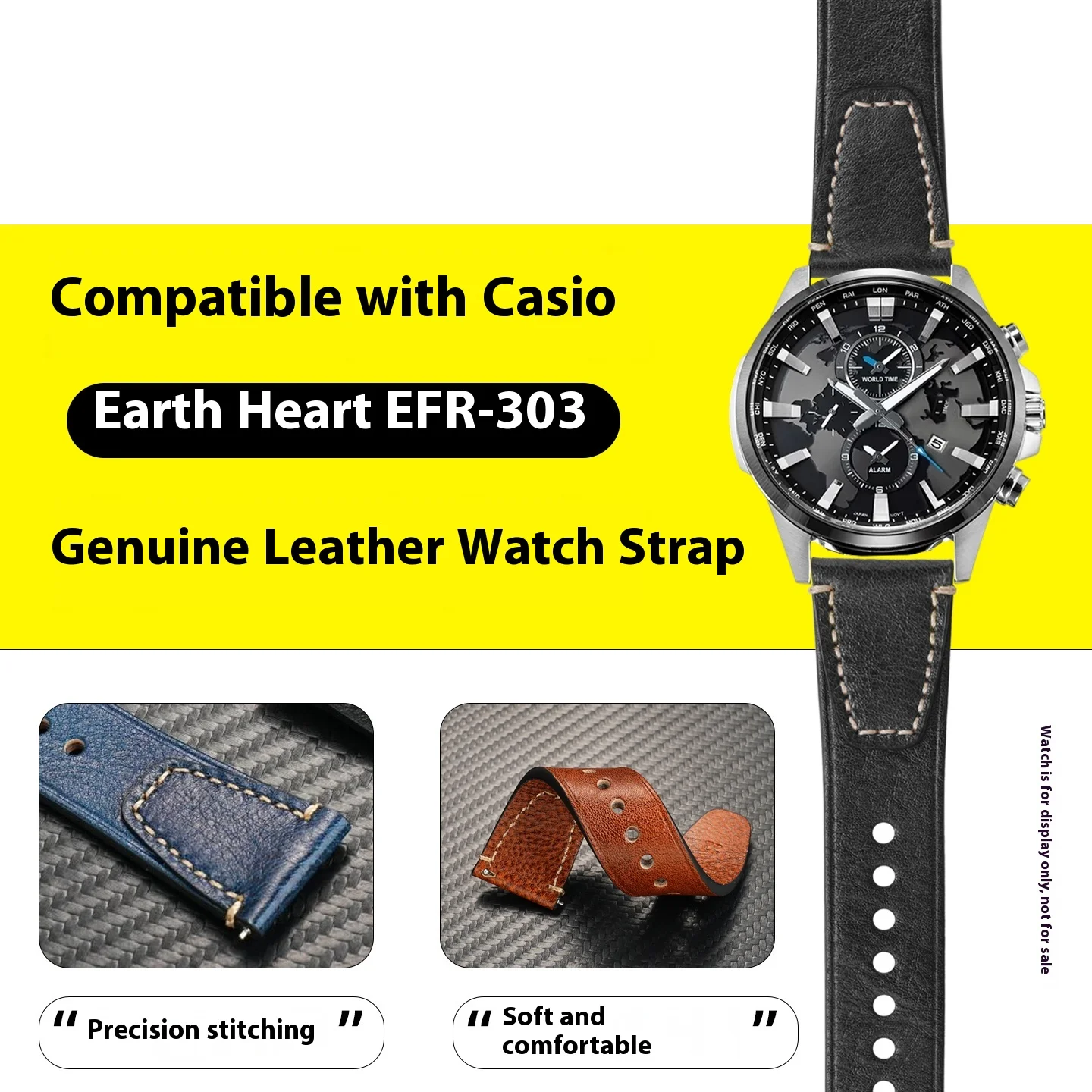 ل كاسيو Earthheart EFR-303 ريترو جلد طبيعي حزام الساعات مع Swordfish MDV-106 استبدال سوار الرجال 22 مللي متر حزام ساعة اليد