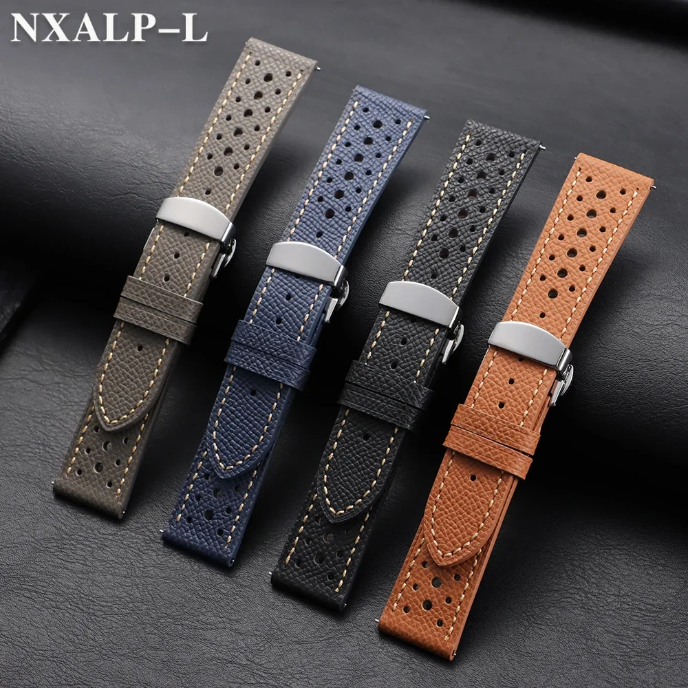 العالمي حقيقية جلد البقر حزام (استيك) ساعة اكسسوارات 18 مللي متر 19 مللي متر 20 مللي متر 22 مللي متر الرجال النساء تنفس سوار حزام فراشة مشبك