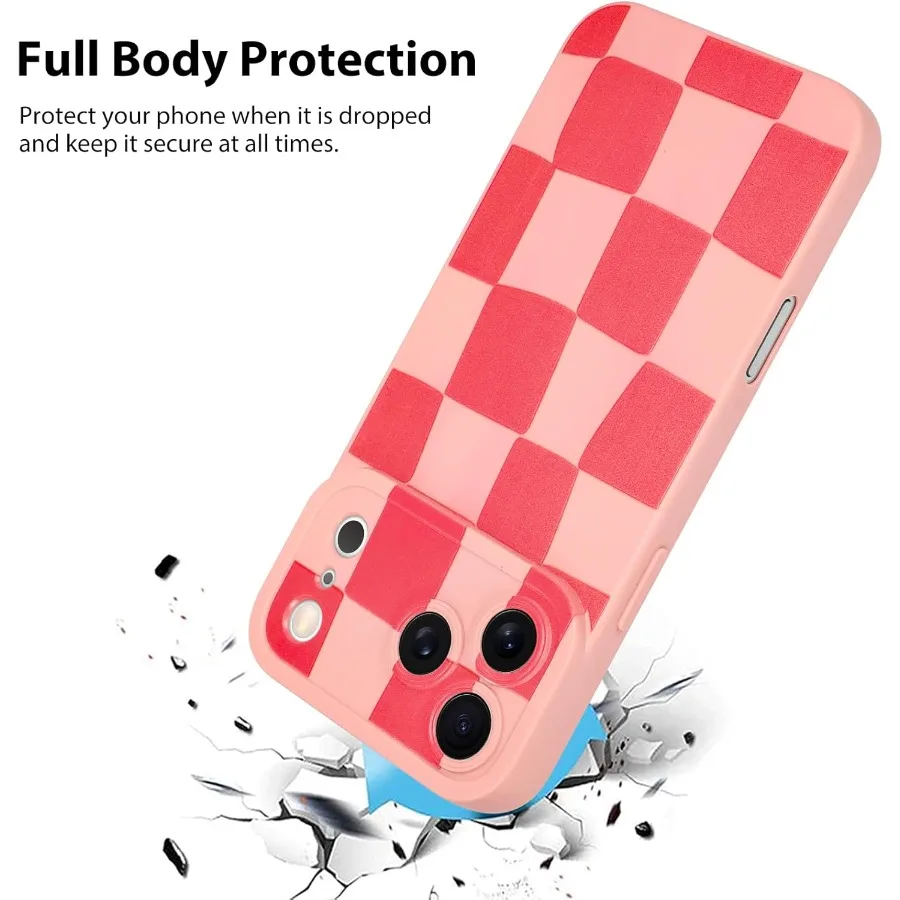 متوافق مع حافظة iPhone 17 Pro 2025 من السيليكون بنمط لطيف متقلب للفتيات والنساء - غطاء هاتف نحيف ناعم وردي