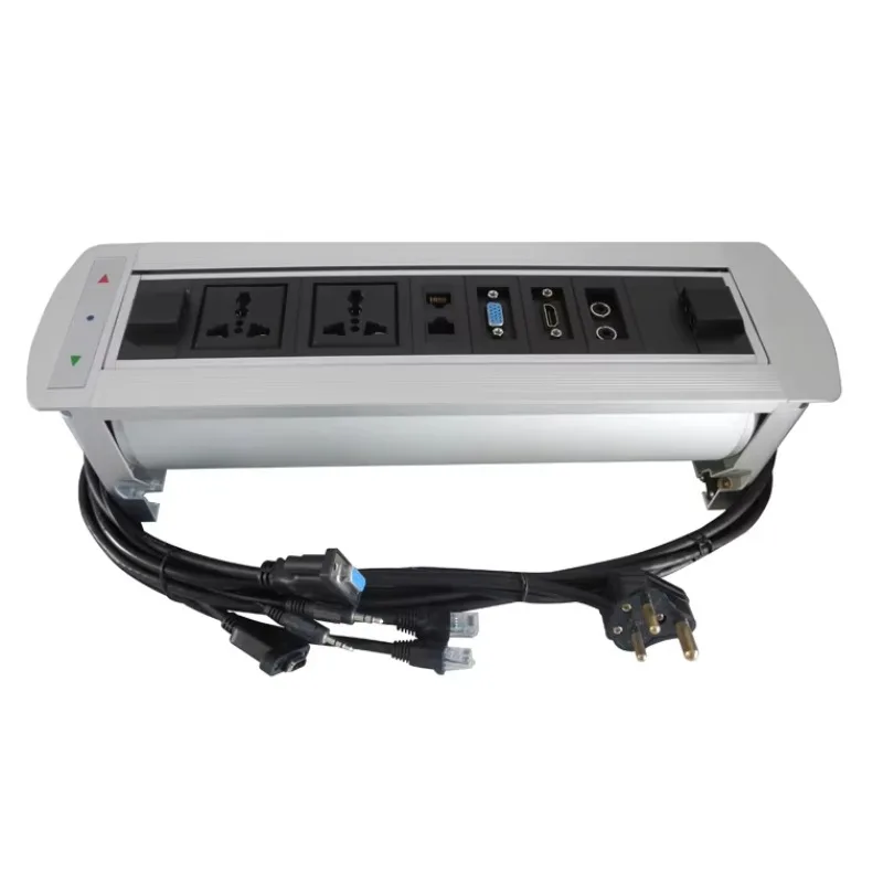 Lega di alluminio nascosta nel tavolo Presa di corrente universale Motorizzata Flip up Rotary Desk Presa pop up Scatola di presa